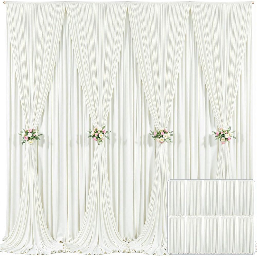 Wedding Backdrop Curtain - Ivory Wrinkled-Free Backdrop Curtain for Weddings,