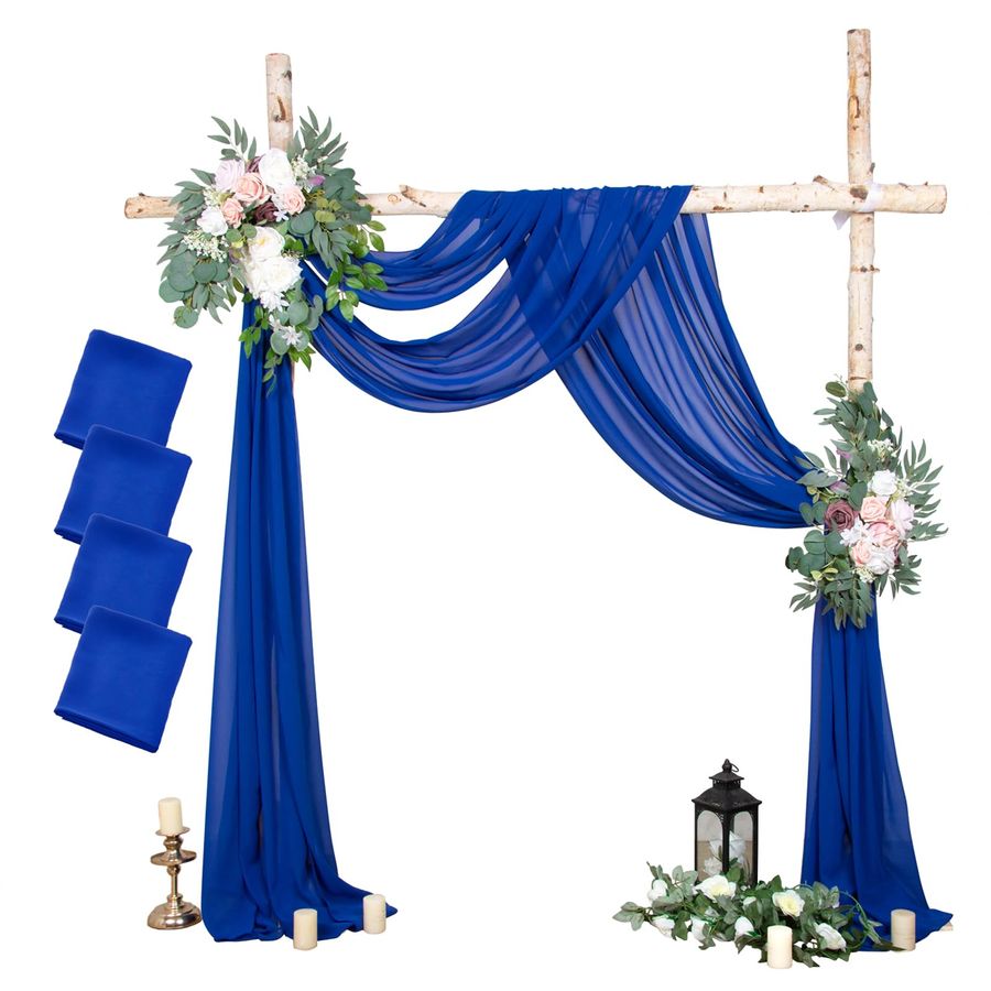 Wedding Backdrop Curtain - Wedding Arch Draping Fabric Blue Chiffon