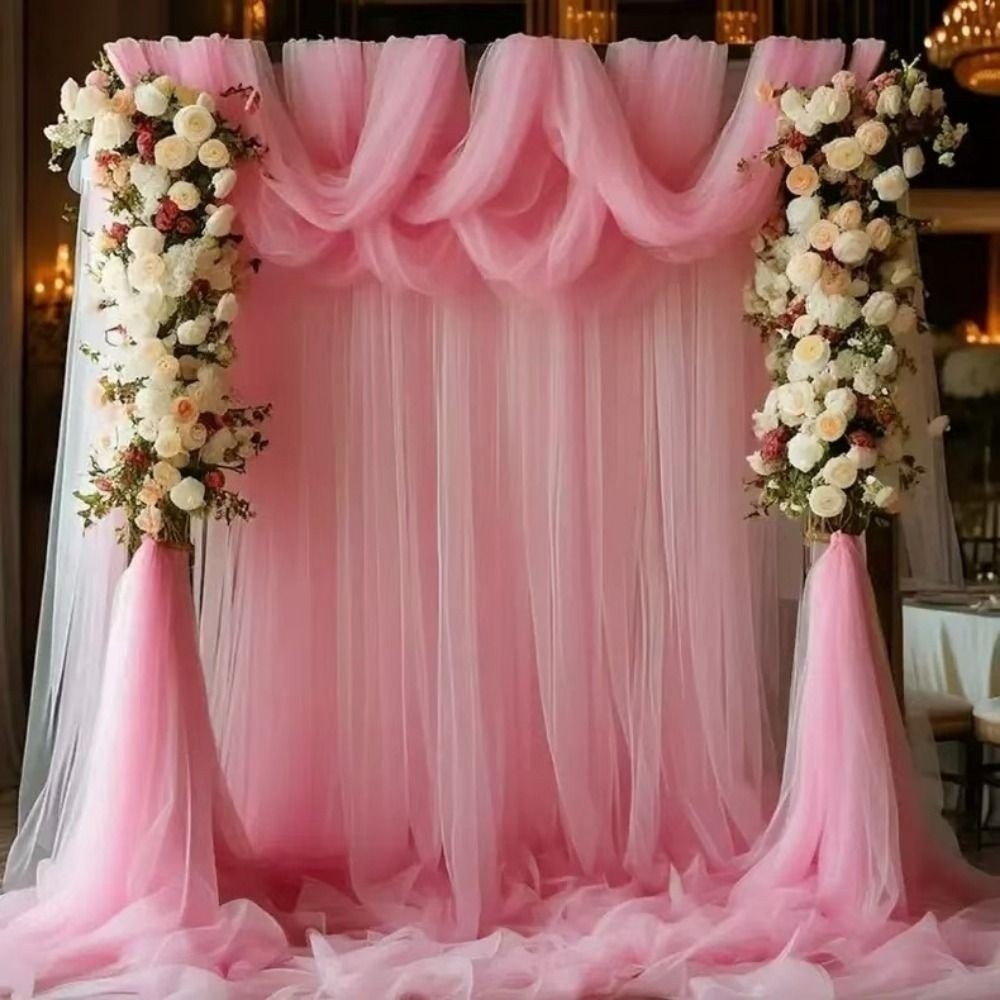 Multi-clolor Tulle Mesh Ribbon - đánh giá và giá Wedding Backdrop Curtain