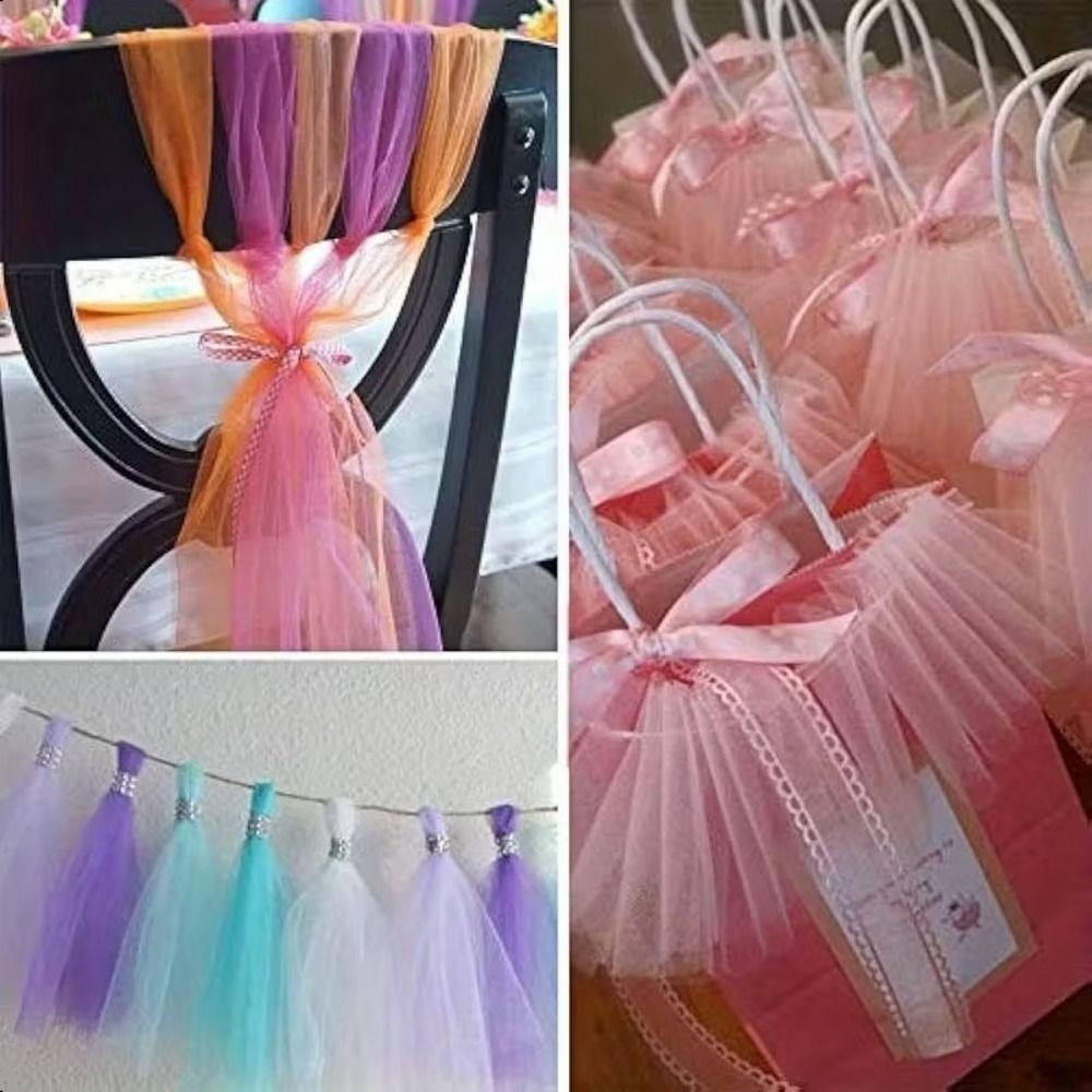 Multi-clolor Tulle Mesh Ribbon - đánh giá và giá Wedding Backdrop Curtain