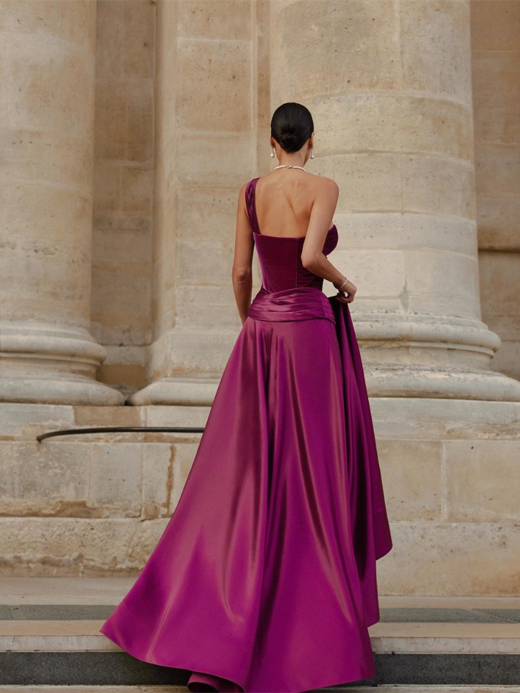 Elegant One Shoulder A Line Ev - đánh giá và giá Wedding Qb
