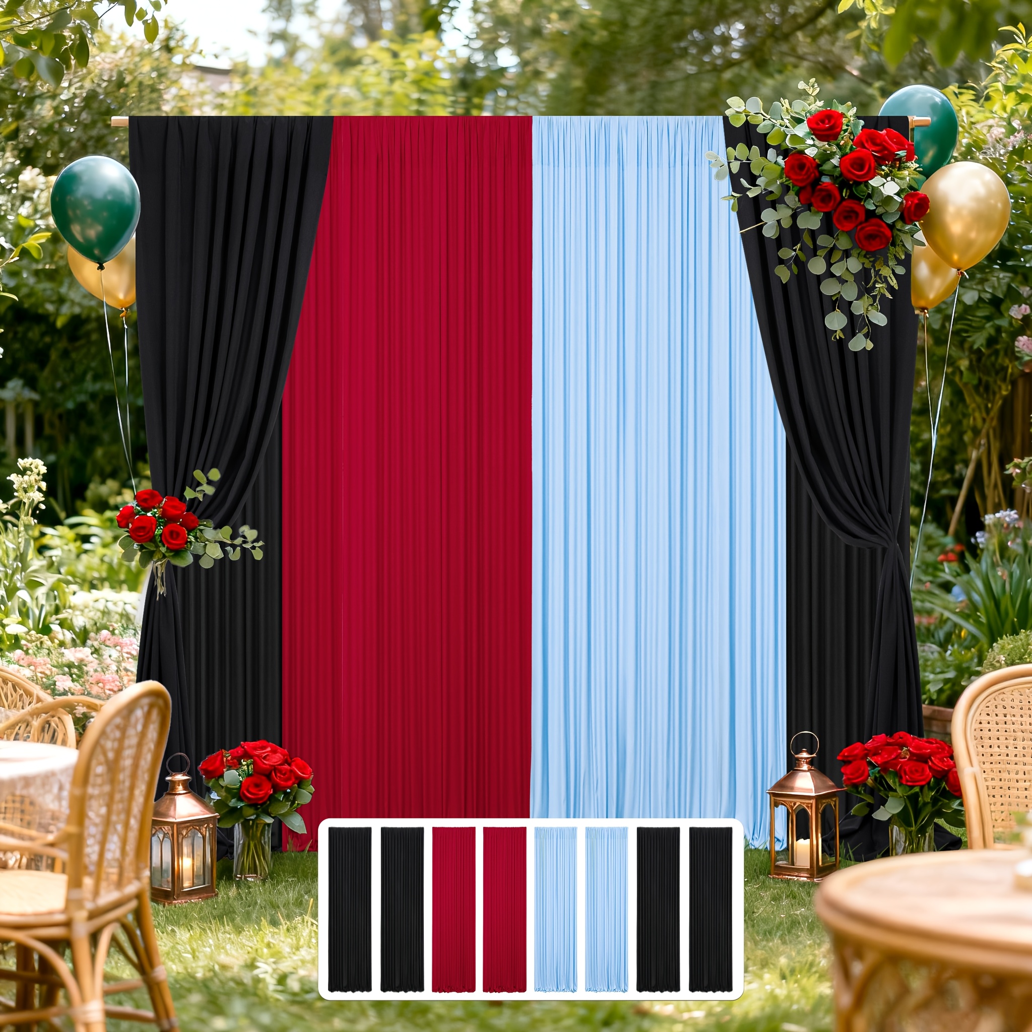 8pcs Extra-Wide 40ft x 7ft Wri - đánh giá và giá Wedding Backdrop Curtain