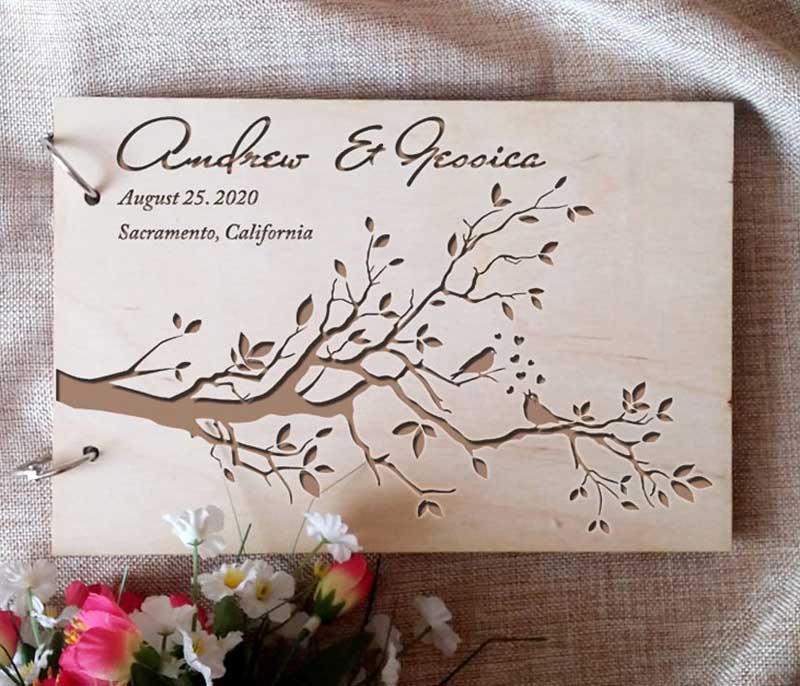 Personalized Engraved  Wooden  - đánh giá và giá Personalized Guest Book