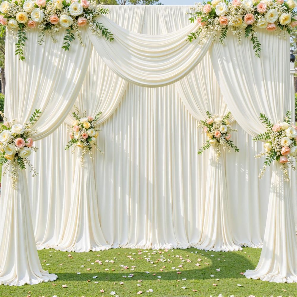 Ivory Wrinkled-Free Backdrop C - đánh giá và giá Wedding Backdrop Curtain