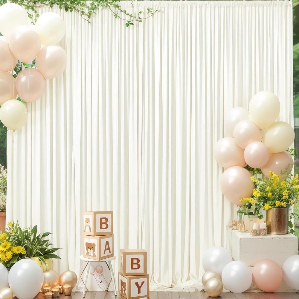 Ivory Wrinkled-Free Backdrop C - đánh giá và giá Wedding Backdrop Curtain
