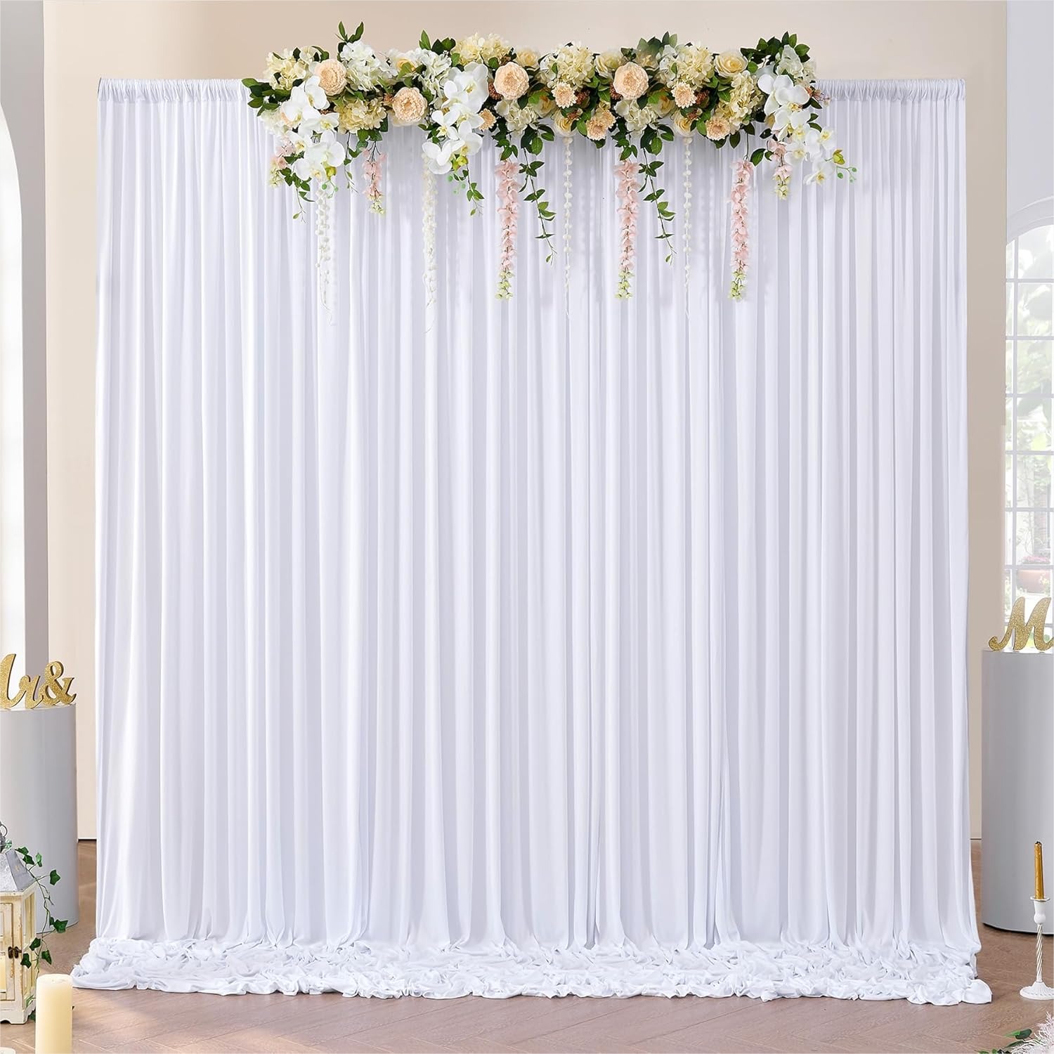 White Backdrop Curtains 10x10  - đánh giá và giá Wedding Backdrop Curtain