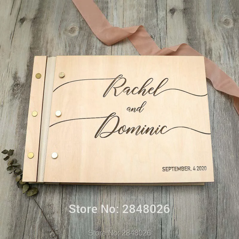 Rustic engraved couple names w - đánh giá và giá Personalized Guest Book
