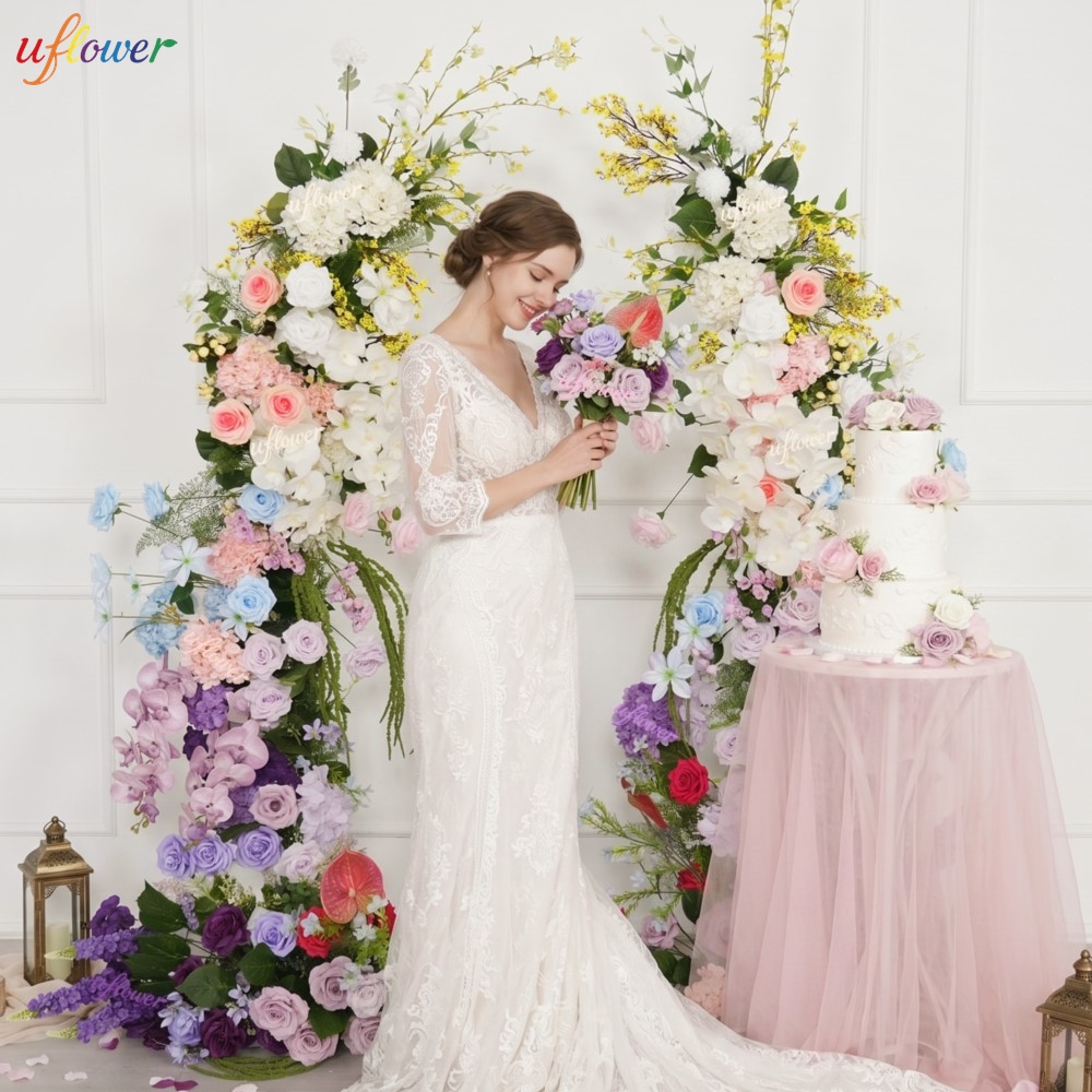 Elegant Multicolor Silk Flower - đánh giá và giá Wedding Arch Flower