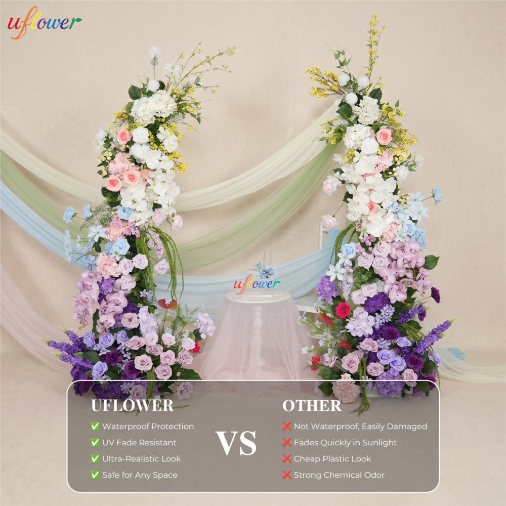 Elegant Multicolor Silk Flower - đánh giá và giá Wedding Arch Flower
