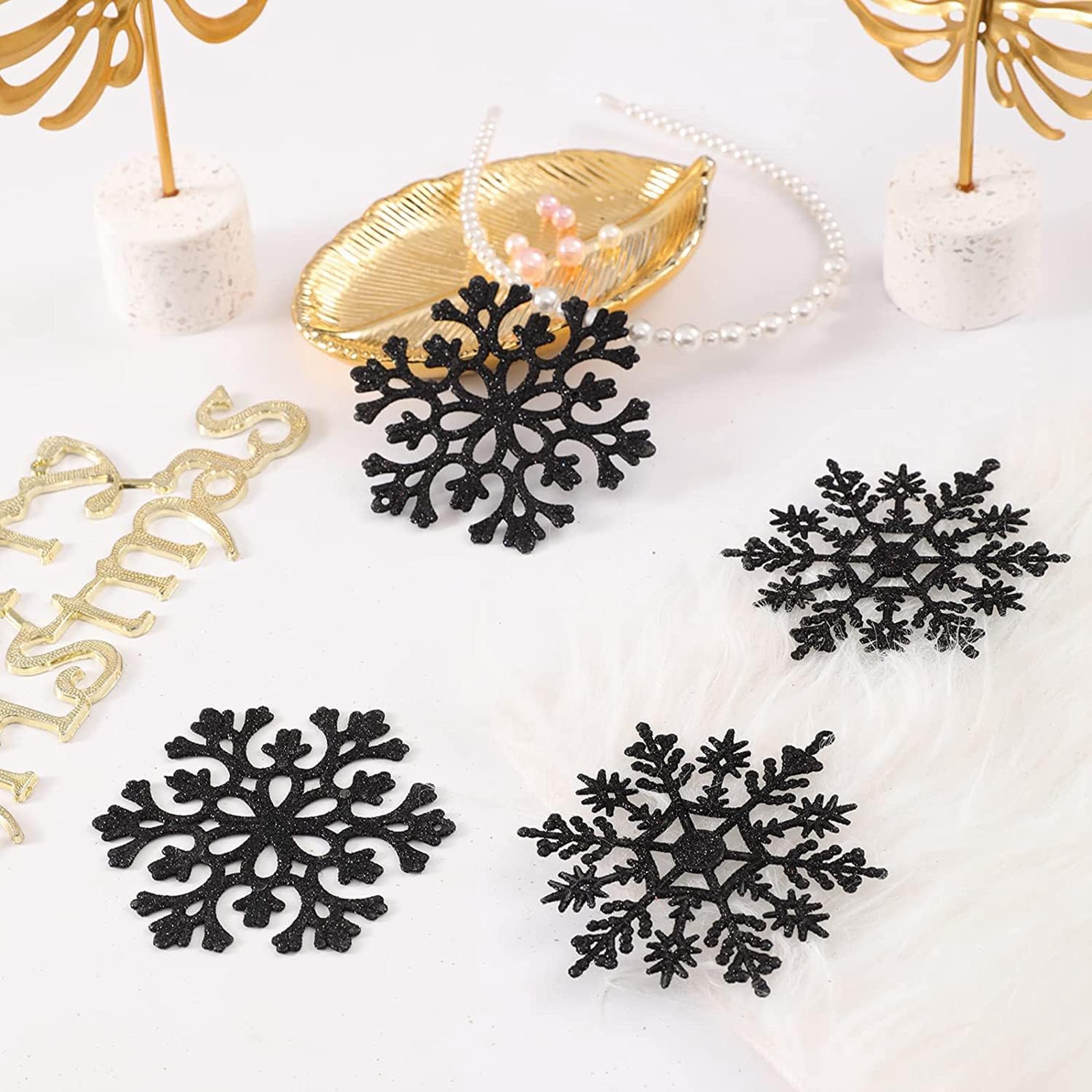 12pcs/set Black Plastic Snowfl - đánh giá và giá Supply Wedding Venue