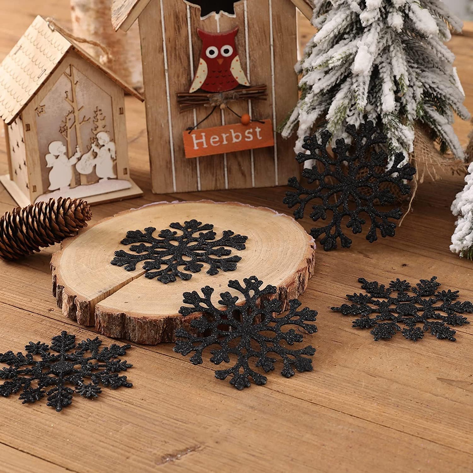 12pcs/set Black Plastic Snowfl - đánh giá và giá Supply Wedding Venue