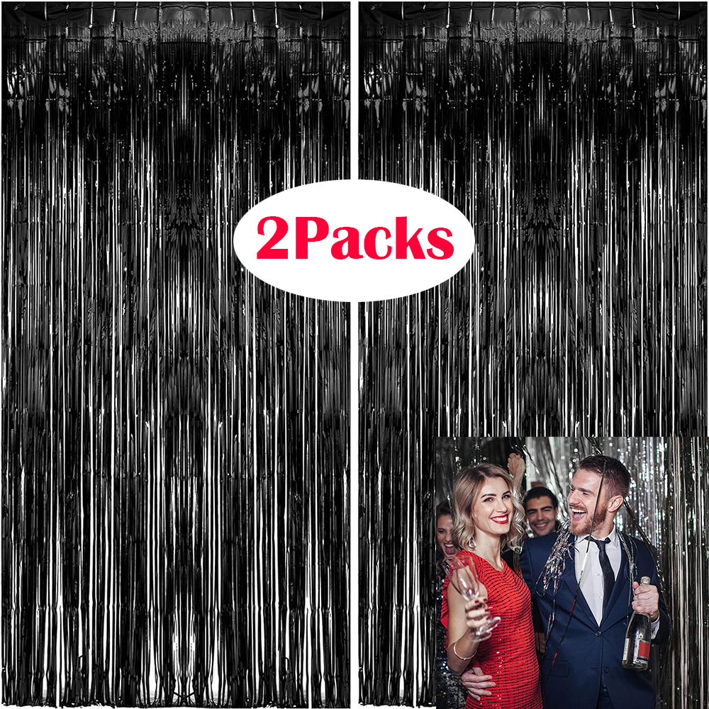 2Packs Black Metallic Tinsel F - đánh giá và giá Wedding Backdrop Curtain