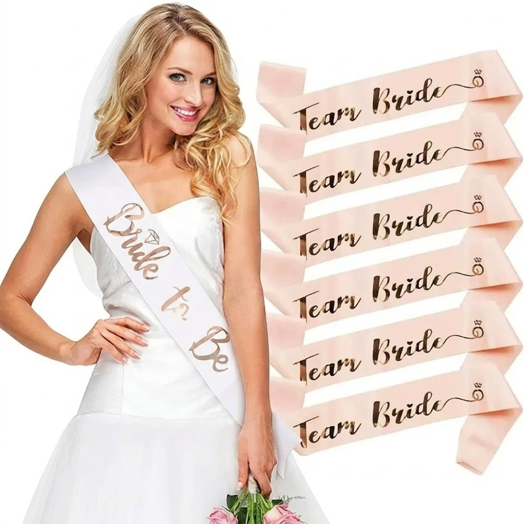 7PCS Pink/Black White BRIDE TO - đánh giá và giá Bride Tribe Sash