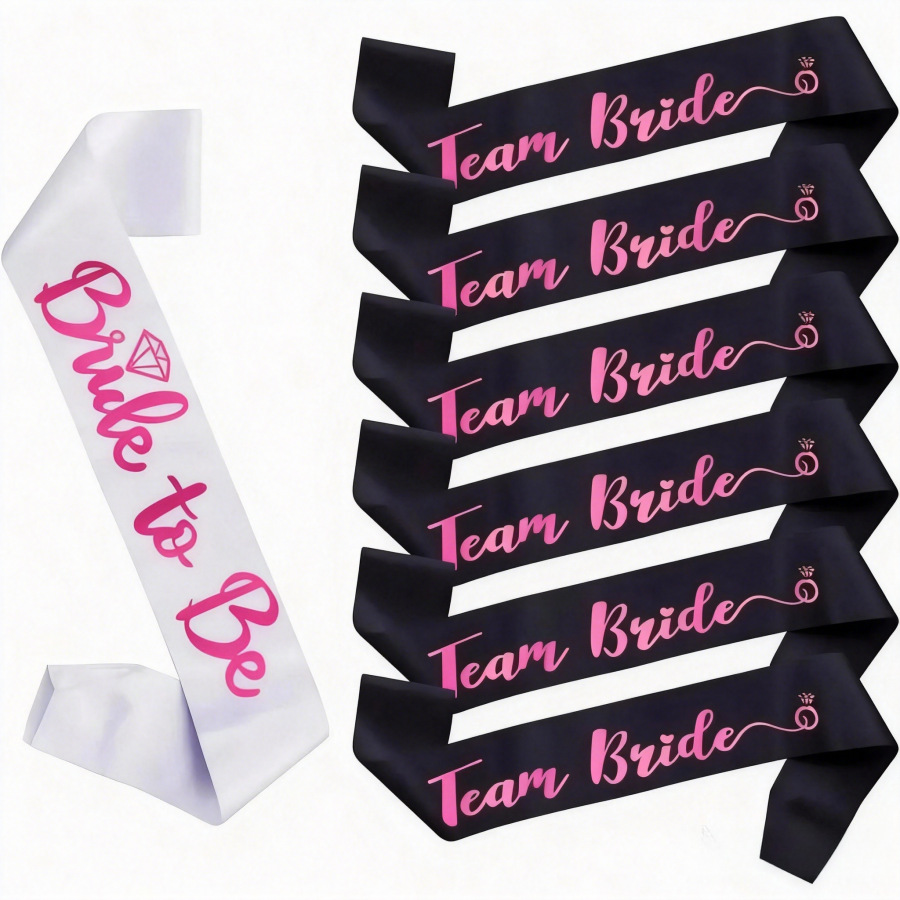7PCS Pink/Black White BRIDE TO - đánh giá và giá Bride Tribe Sash