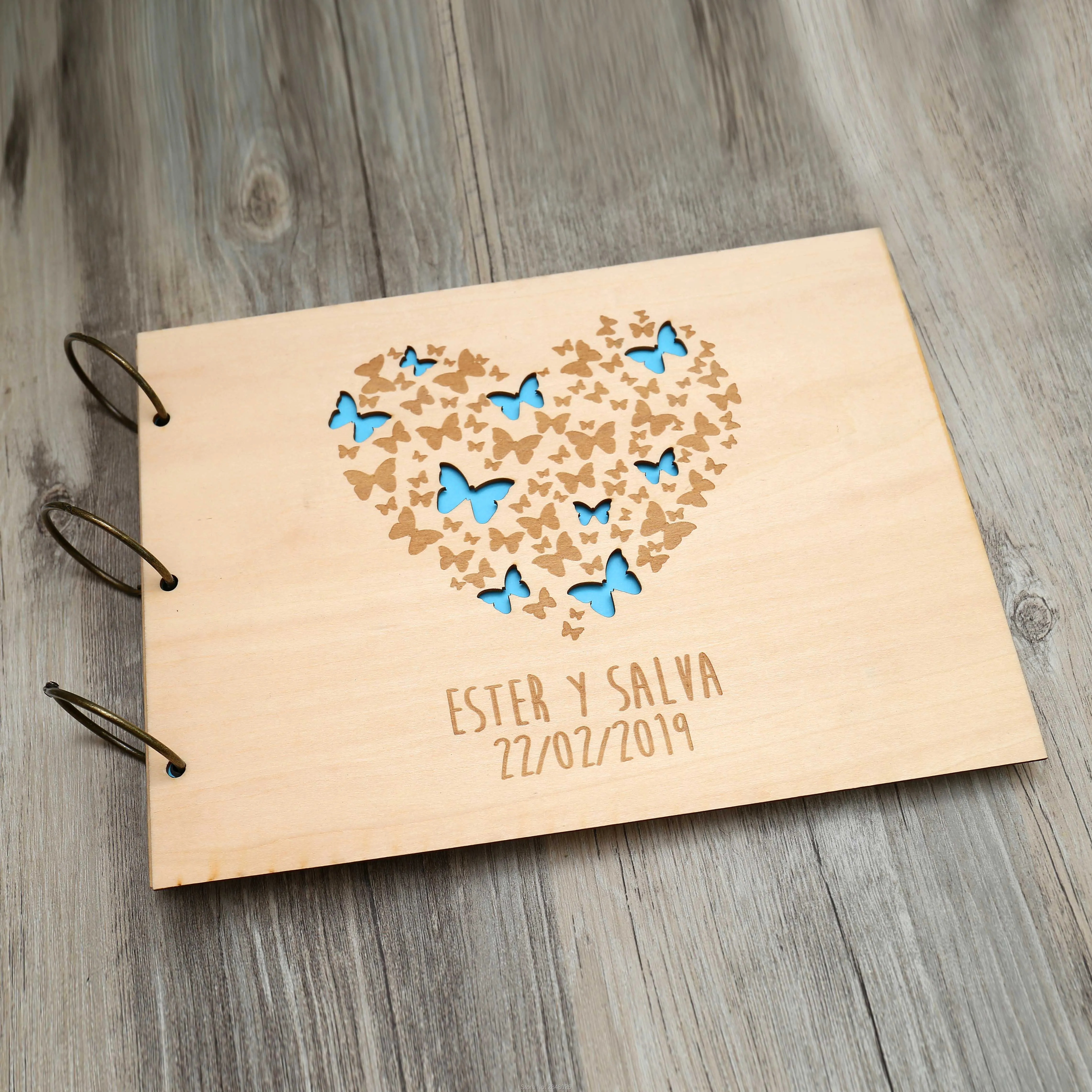 Rustic engraved  Heart  weddin - đánh giá và giá Personalized Guest Book