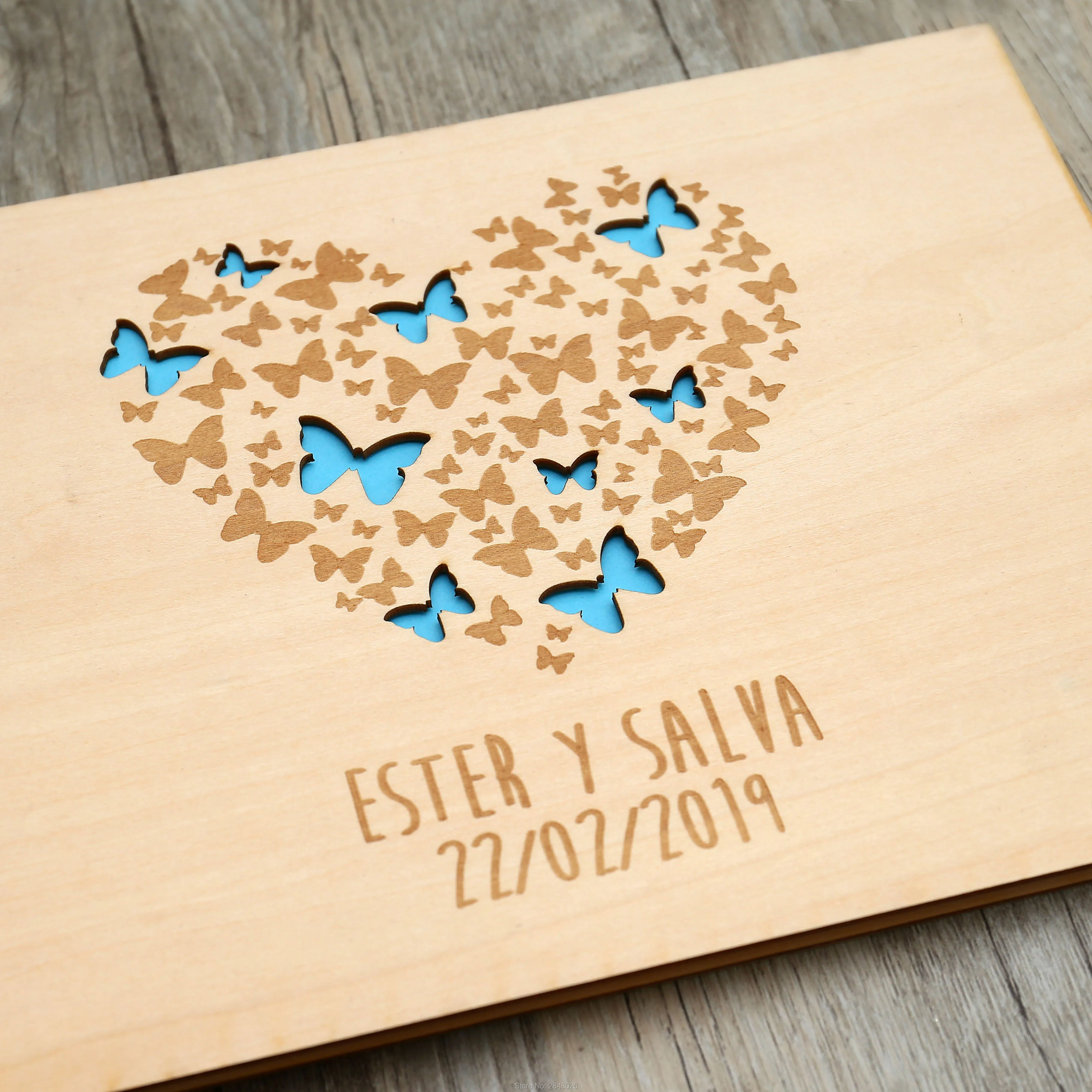 Rustic engraved  Heart  weddin - đánh giá và giá Personalized Guest Book